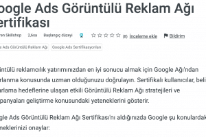 Google Ads Görüntülü Reklam Aği Sertifikasi